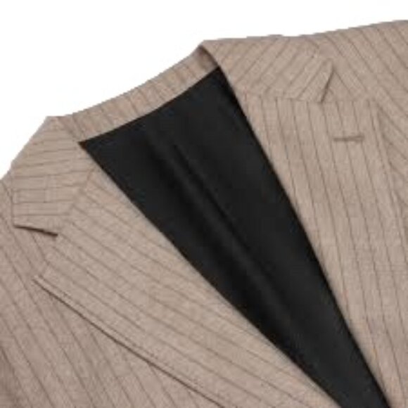 CELINE BEIGE GARÇON ELBOW PATCH DETAIL STRIPED CASHMERE FLANNEL JACKET - Picture 4 of 6
